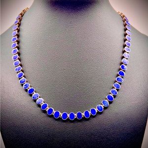Stunning Chilean Designed 980 Pure Silver Necklace with Blue Lapis stones.